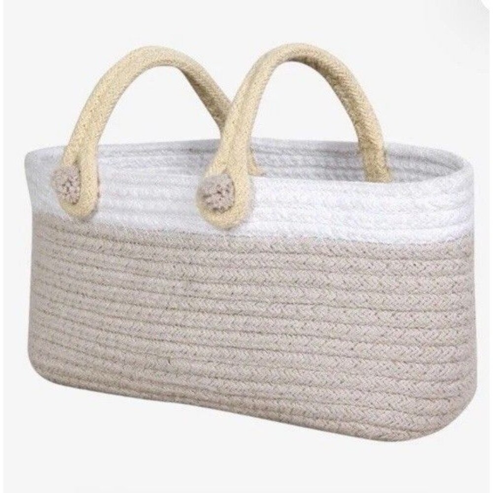 Lorena Canals Basket Maria - Natural & White - Can Hang Off Side Of The Crib NWT
